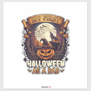 Adesivo Primeiro Halloween Como Papai Abóbora Lobo Lua_1