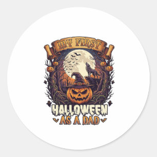 Adesivo Primeiro Halloween Como Papai Abóbora Lobo Lua_1