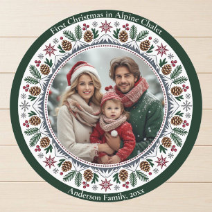 Adesivo Primeiro Natal Chalé Alpino Família Foto Nórdica
