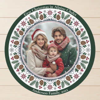 Adesivo Primeiro Natal Chalé Alpino Família Foto Nórdica