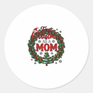 Adesivo Primeiro Natal Como Mãe Coroa de Pinheiro Árvore