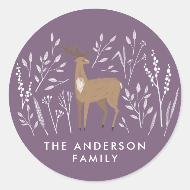 Adesivo Primeiro Natal de renas roxas delicadas 1 foto (Frente)