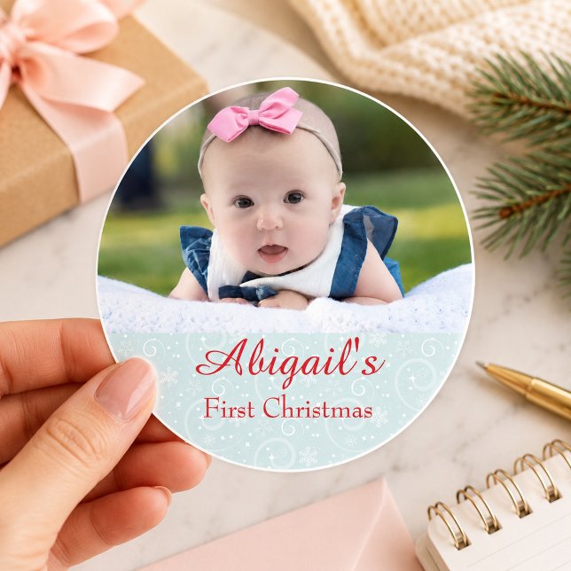 Adesivo Primeiro Natal do Bebê Foto (Criador carregado)