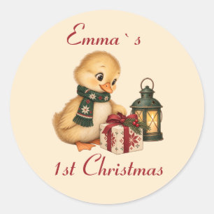 Adesivo Primeiro Natal do Bebê Pato Personalizado