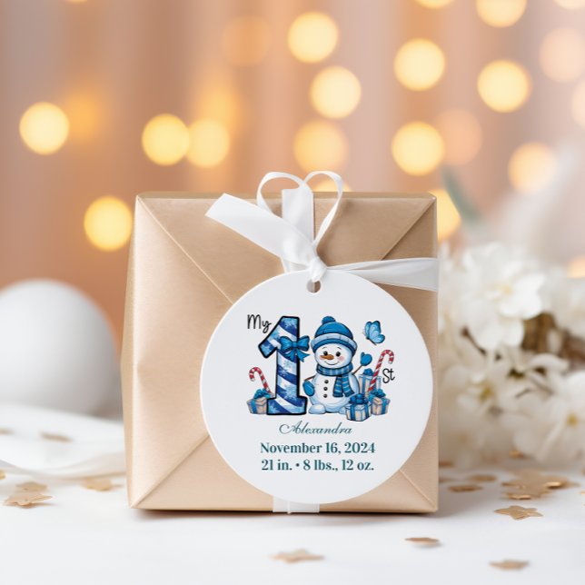 Adesivo Primeiro Natal do Boneco de Neve Azul (Criador carregado)