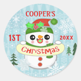 Adesivo Primeiro Natal Personalizado Foto Fofo Bonito Bebê