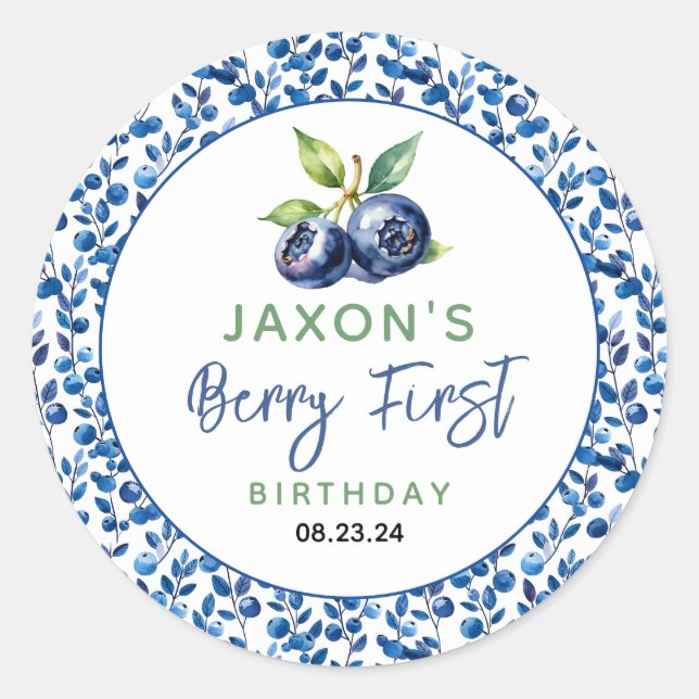 Adesivo Primeiro Partido do primeiro aniversario Berry Blu (Frente)