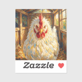 Adesivo Primeiro Plano Engraçado de Frango Impasto que Par