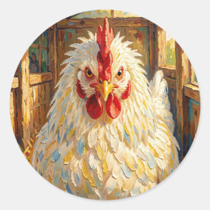 Adesivo Primeiro Plano Engraçado de Frango Impasto que Par