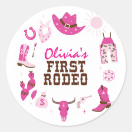 Adesivo Primeiro primeiro aniversario Rodeo Rosa-Oeste Cow