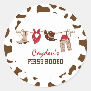 Adesivo Primeiro Rodeio Cowboy Western de 1º Aniversário