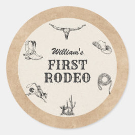 Adesivo Primeiro Rodeio Vintage Neutro Cowboy 1º Aniversár