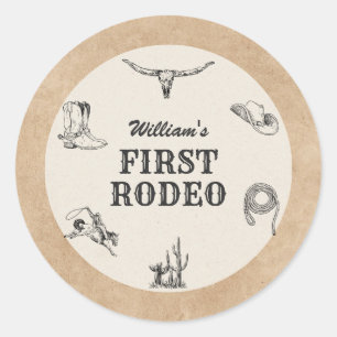 Adesivo Primeiro Rodeio Vintage Neutro Cowboy 1º Aniversár
