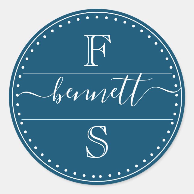 Adesivo Primeiro Sobrenome de script e meio- dia inicial (Frente)