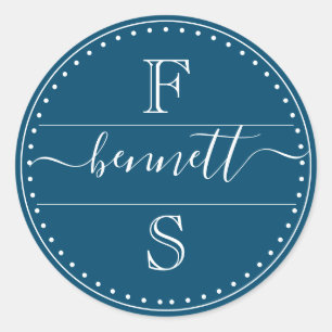 Adesivo Primeiro Sobrenome de script e meio- dia inicial