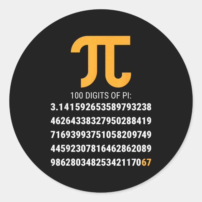 Adesivo Primeiros 100 Dígitos De Pi 67 Nerds Geeks Profess (Frente)