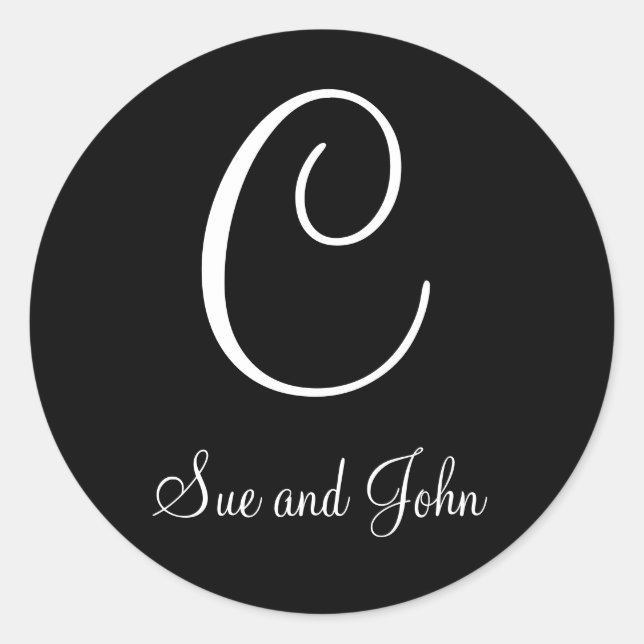Adesivo Primeiros nomes e monograma C Selo preto e branco (Frente)