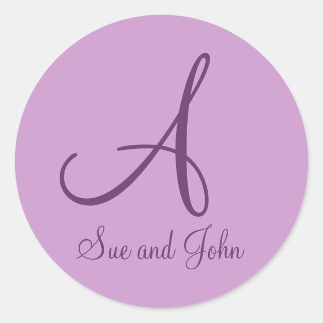 Adesivo Primeiros Nomes e Última Mauve Inicial A (Frente)