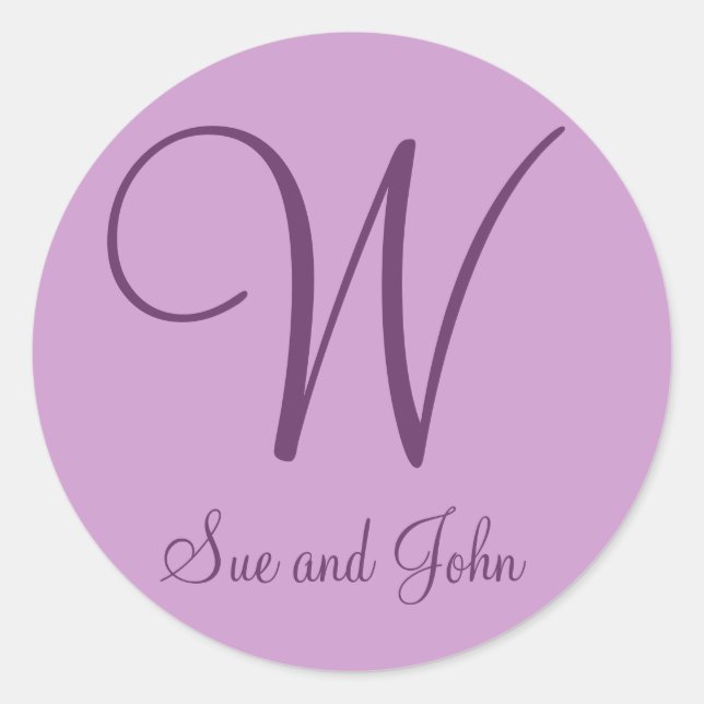 Adesivo Primeiros Nomes e Última Mauve Inicial W (Frente)
