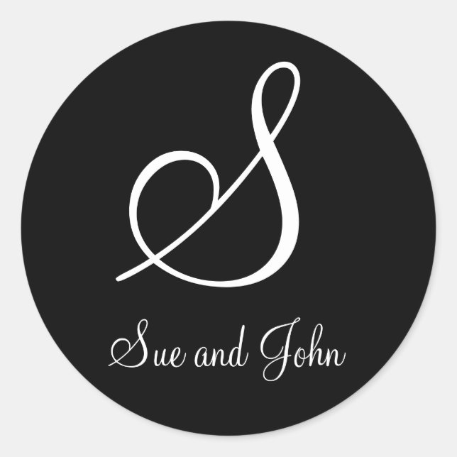 Adesivo Primeiros nomes e último monograma branco inicial  (Frente)