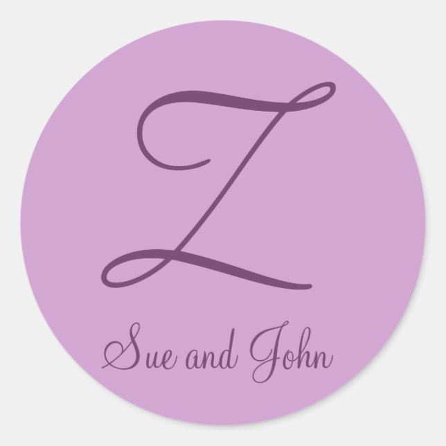 Adesivo Primeiros Nomes e Último Selo Mauve Inicial (Frente)