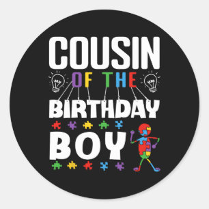 Adesivo Primo do Menino do Aniversário Puzzle de Conscient