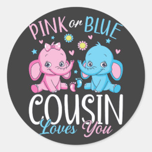Adesivo Primo Rosa Ou Azul Te Ama Bebê Elefante