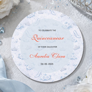 Adesivo Princesa Azul Claro Prateada Aniversário de Quince