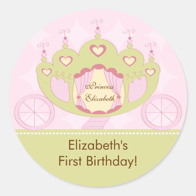 Adesivo Princesa Birthday Sticker Bonito Carruagem Real (Frente)
