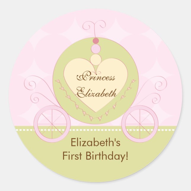 Adesivo Princesa Birthday Sticker Bonito Carruagem Real (Frente)