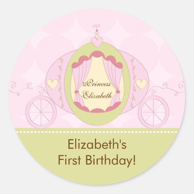 Adesivo Princesa Birthday Sticker Bonito Carruagem Real (Frente)