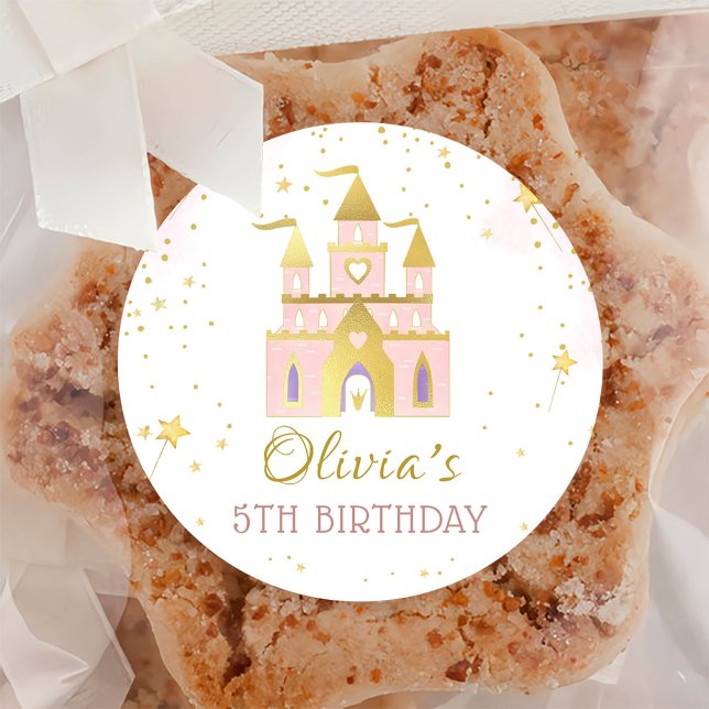 Adesivo Princesa Castle Dourada Festa de aniversário (Criador carregado)