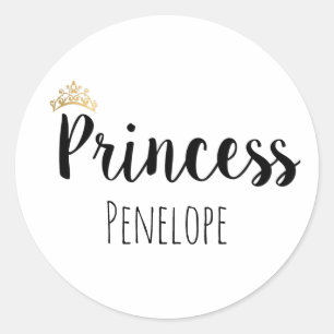 Adesivo Princesa Coroa de Letra com Script Preto