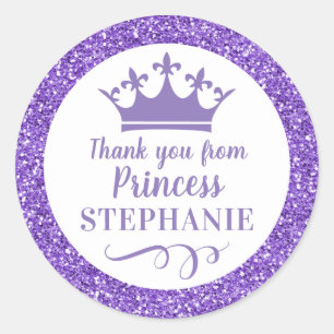 Adesivo Princesa Coroa Roxo Obrigado Favor