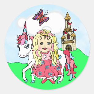 Adesivo Princesa Cura Blonde e Castelo de Unicórn