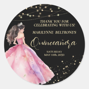 Adesivo Princesa Dourada Rosa Quinceañera