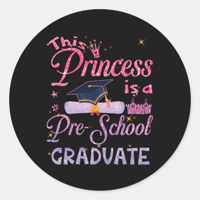 Adesivo Princesa É Graduação Pré-Escolar Pré-K (Frente)