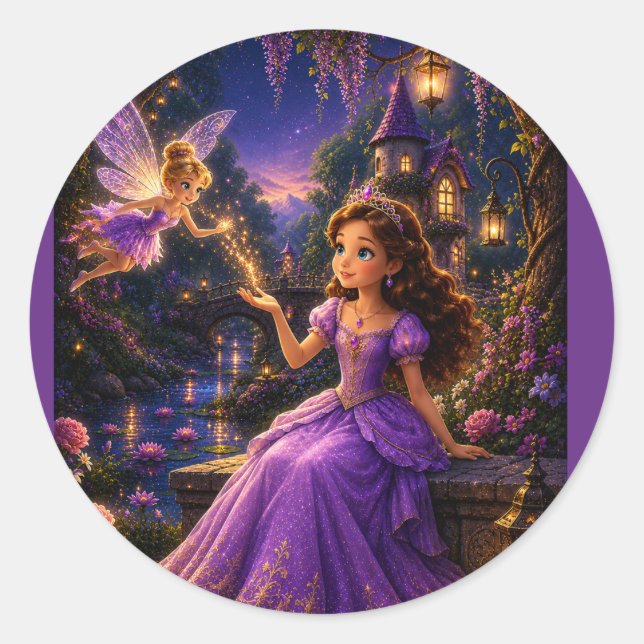 Adesivo Princesa Encantada e Castelo de Jardim de Fadas Fa (Frente)