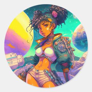 Adesivo Princesa Espacial de Manga de Anime Retro