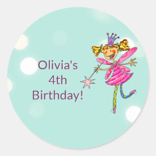 Adesivo Princesa Fada Rosa Personalizada para Menina de 4