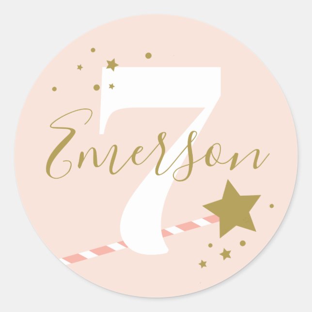 Adesivo Princesa Festa de aniversario de meninas Rosa (Frente)