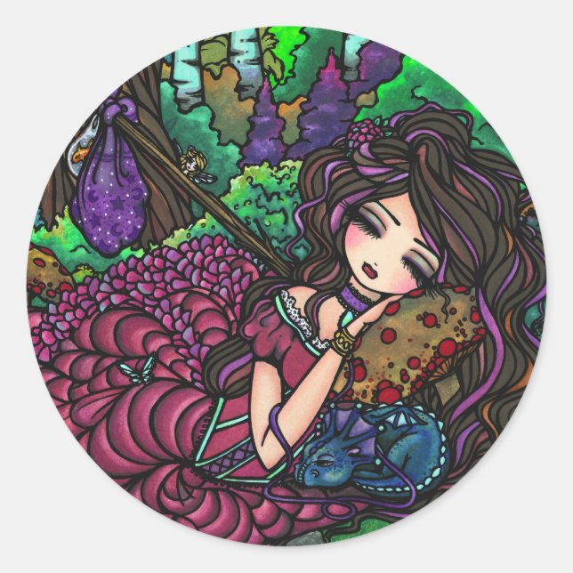 Adesivo "Princesa Fuja" Fairy Dragon Fantasy Forest Art (Frente)