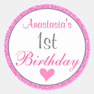 Adesivo Princesa Glamour Rosa Brilho 1º Aniversário