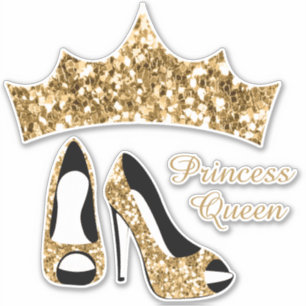 Adesivo Princesa Rainha Dourada Coroa de Coroa de Altos Sa