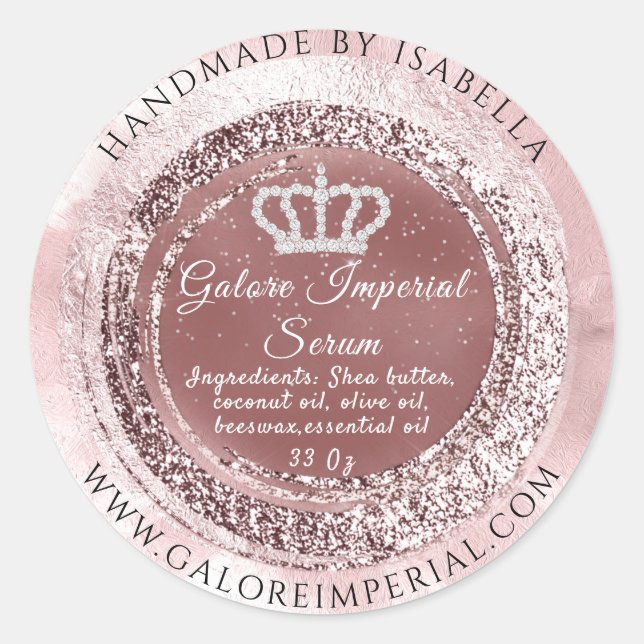 Adesivo Princesa Real Diamond Crown Rosa Frame Glitter (Frente)