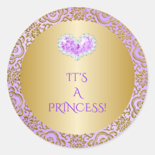 Adesivo Princesa Real Lilás & Diamante Coração Joia Dourad