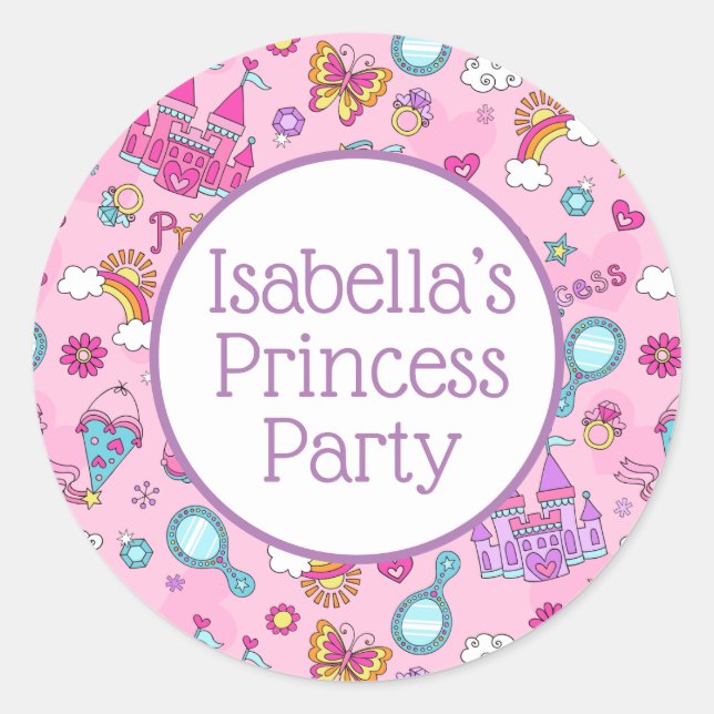 Adesivo princesa rosa, brilhante, pequeno, 1½ pole (Frente)