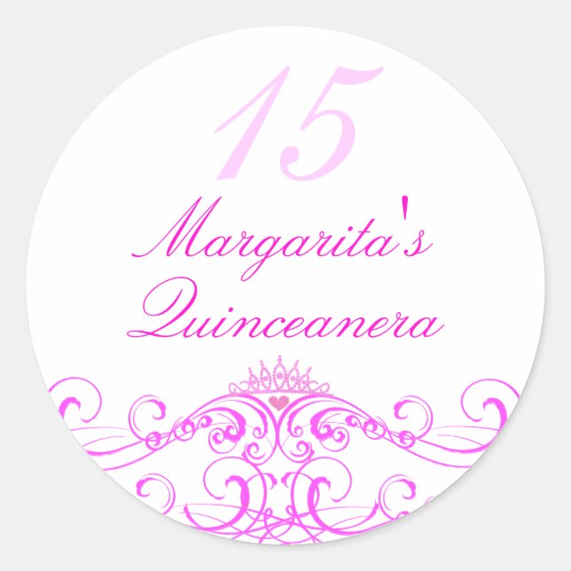 Adesivo Princesa Rosa Tiara Quinceanera Sticker (Frente)