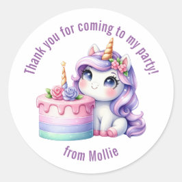 Adesivo Princesa Roxa Unicorn Obrigado