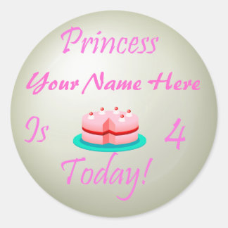 Adesivo Princesa (Seu Nome) é 4 hoje